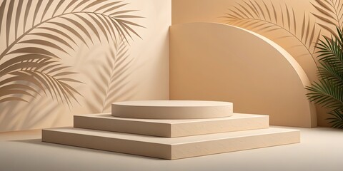 Fototapeta premium A model of a stage with a palm tree in the background