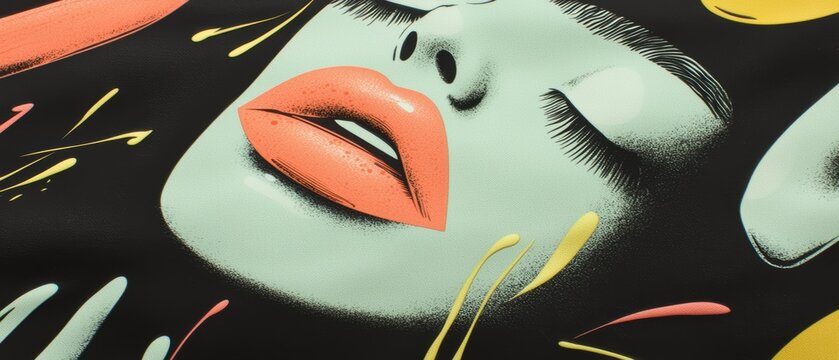 Abstract Colorful Face  Pop Art  Seamless Design  Fashion Print   Modern Art  Feminine Bea