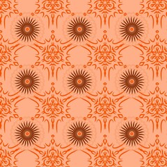 Tropical exotic floral  leaves and flowers seamless pattern, line background. Exotic jungle wallpaper