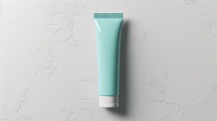 Mint green blue plastic tube glossy white white lid for medicine or cosmetics - cream, gel, skin care, toothpaste. Realistic packaging with flip top cover isolated on white background