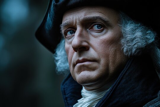 Portrait d'un homme d'&Eacute;tat du XVIIIe si&egrave;cle, regard intense et pensif, v&ecirc;tu d'une perruque poudr&eacute;e et d'un habit d'&eacute;poque.