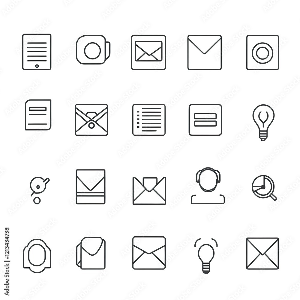 Fototapete Collection of simple line icons for web and app design.