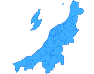 新潟県　地図　ブルー　イラスト