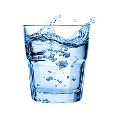 Glass of Water with Splash on transparent background
