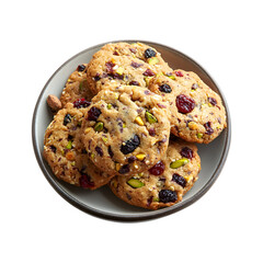 Cranberry and Pistachio Cookies on transparent background