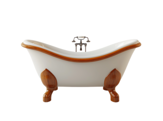 3D cartoon bathtub icon, isolated on transparent background