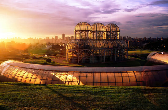  Jardim De Bot&acirc;nica Em Curitiba No Paran&aacute; Brasil. Paisagem Bot&acirc;nica. Turismo Viagens. Nuvens do c&eacute;u do p&ocirc;r do sol. Jardim De Bot&acirc;nica Em Curitiba No Paran&aacute; Brasil. Flores Cen&aacute;rio.