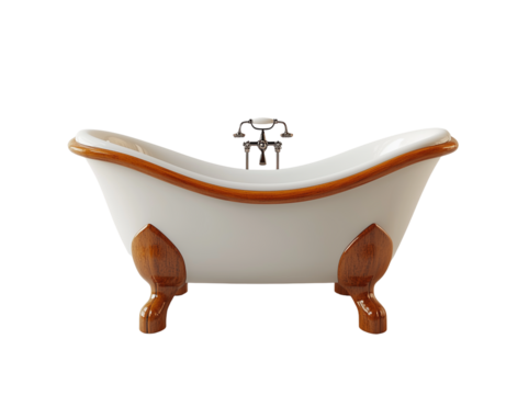 3D cartoon bathtub icon, isolated on transparent background