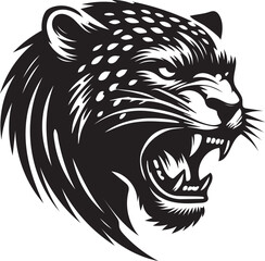 head of a tiger leopard silhouette