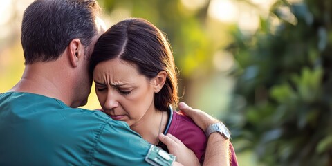 Obraz premium A healthcare professional comforting someone in distress.