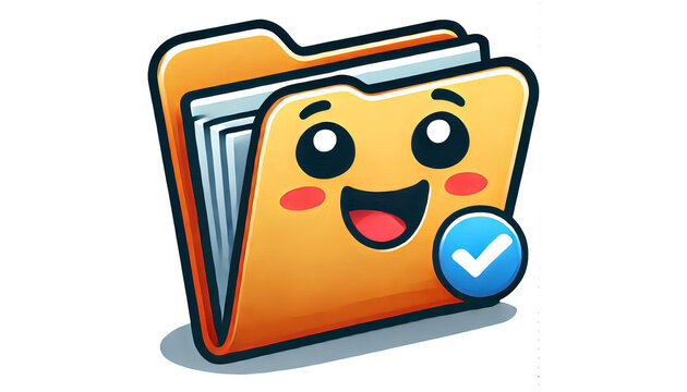 Cartoon Folder Icon with Smiling Face