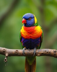 Fototapeta premium Colorful Rainbow Lorikeet Perched on a Branch in Natural Habitat