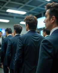 Obraz premium Group of Businessmen with Back Turned in Conference Room Setting