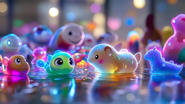 cute glowing creatures, fantasy toys - cute and whimsical characters