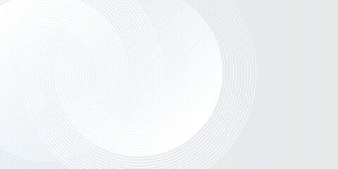 Abstract white background with white circle lines. Digital future technology simple line art