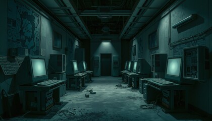 Abandoned Cyberpunk Computer Lab