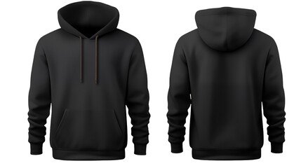 High quality black hoodie mockup on a transparent background