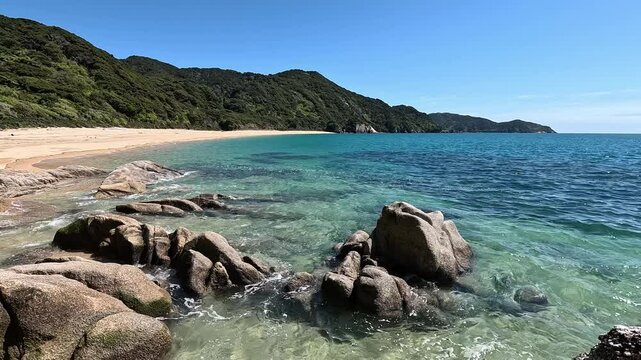 Anapai Beach on the Abel Tasman Coast Track, one of New Zealand's great walks. Abel Tasman National Park. South Island , New Zealand