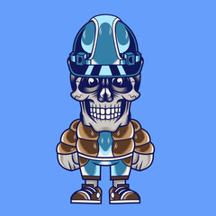 Mascot character design cartoon skull construction safety helmet