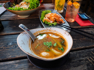 Delicious Bowl of Spicy Thai Tom Yum Soup