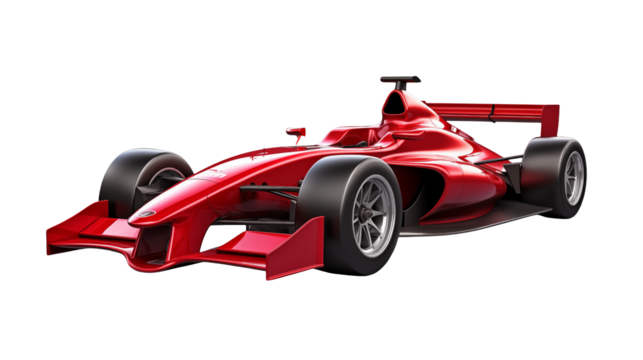 Red Race Car Speeding on a transparent background