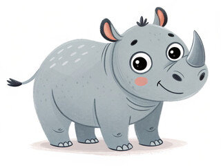 Fototapeta premium cartoon rhino cartoon. animal, cartoon, hippo, vector, illustration, mammal, wild, rhino, wildlife, elephant, zoo, hippopotamus, rhinoceros, safari, fun, nature, baby, animals, art, comic, drawing, fu