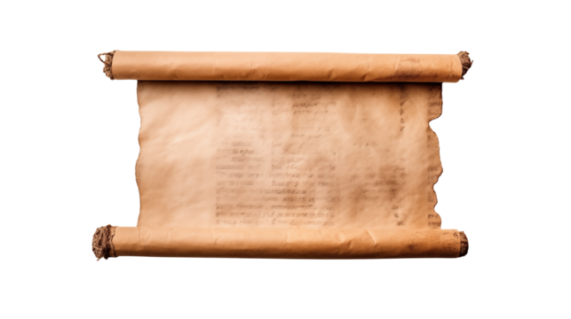 Aged Parchment Scroll Mockup on a transparent background