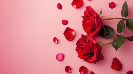 Valentine's Day background with red roses, AI generated image