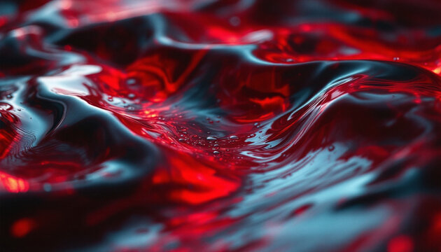 Dark abstract liquid texture with red and black swirling patterns