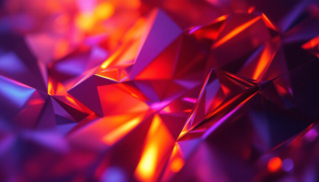 Close-up of vibrant red and purple crystal textures with glowing facets