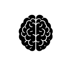 Human Brain Icon: A simple yet detailed black and white illustration of a human brain, suitable for educational, medical, or psychological materials.