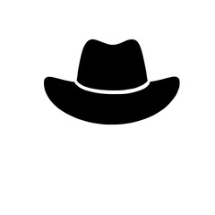 Cowboy Hat Icon:  A simple, bold silhouette of a classic cowboy hat, ready for your design projects or to add a touch of the Wild West to your branding.