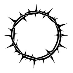 Crown of Thorns Silhouette: A striking silhouette of a crown of thorns, a powerful symbol of sacrifice, suffering, and faith.