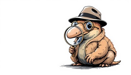 Naklejka premium Cute Detective Bird with Magnifying Glass Illustration