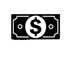 Dollar Bill Icon: A bold, black and white illustration of a dollar bill, perfect for financial, banking, and business-related projects.  The simple.