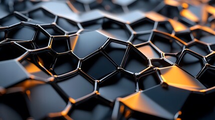 Obraz premium Abstract Metallic Hexagonal Network Structure