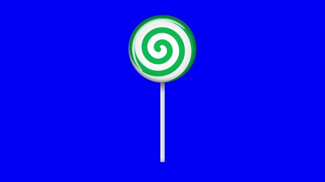 Lollipop on stick animation. Striped twisted candy. Sweet candy animation. Animation for new years day, winter holiday, dessert, new years event