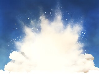 Bright explosion in blue sky with clouds.