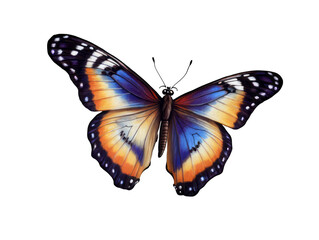 Fototapeta premium Blue, Orange, and Black Butterfly with Black Background