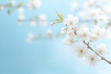 Blossoming cherry flowers serene nature background floral environment gentle viewpoint