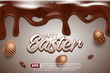 Editable 3d text effect happy Easter