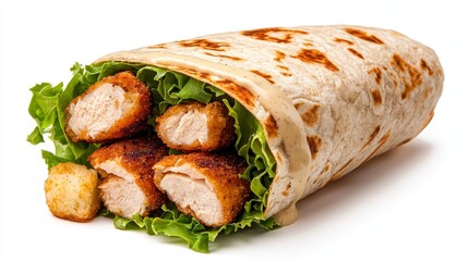Crispy Chicken Caesar Wrap with Fresh Lettuce and Creamy Dressing