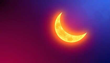 Golden Crescent Moon in a Night Sky