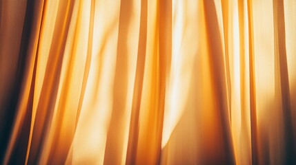 Elegant Golden Curtains Emitting Radiant Amber Light