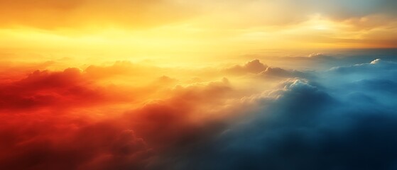 Obraz premium Fiery sunset above a sea of clouds. (1)