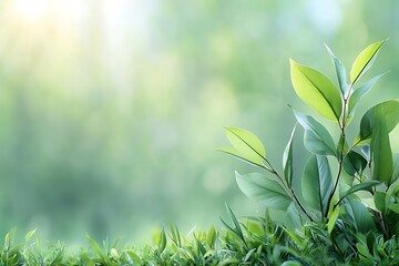 Lush green leaves nature background floral environment close-up view serenity concept