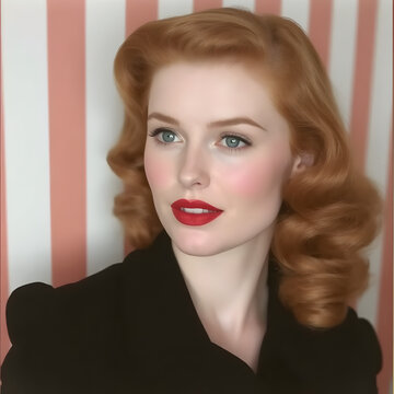 Una hermosa mujer pelirroja luciendo un estilo vintage que encanta 