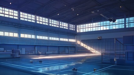 Spacious hall or garage setting, ideal for events or large-scale activities