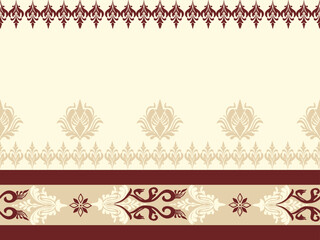 Classic Damask Semless Pattern - Vector Illustration for Elegant Textile Design on brown tone.