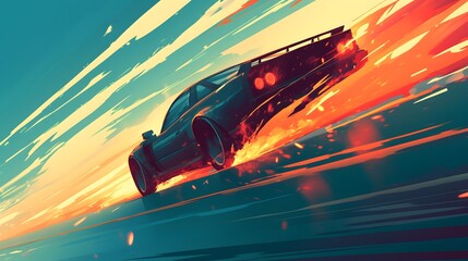 Speed motion background with a fast-moving car, evoking excitement and velocity